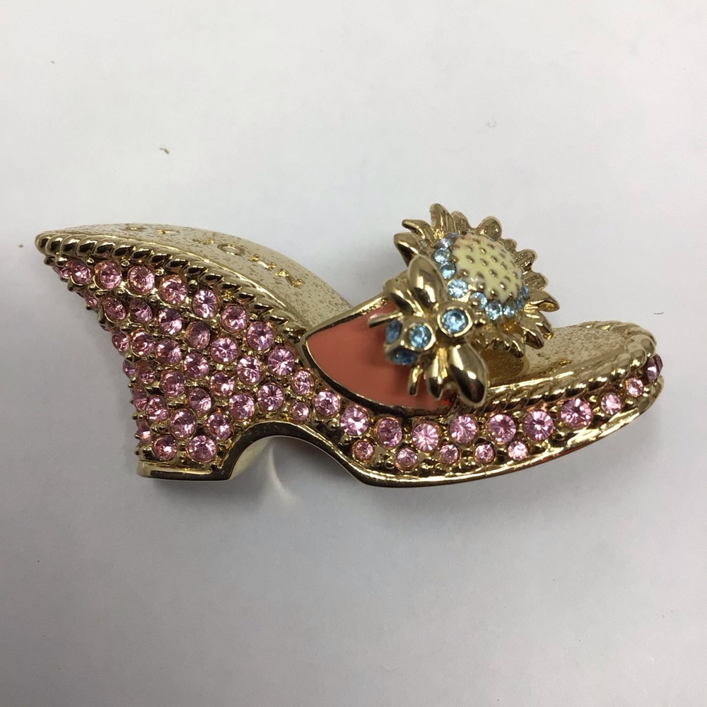 St John Rhinestone and Enamel slipper brooch